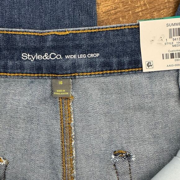 Style & Co. Women’s High-Rise Cropped Wide-Leg Denim Jeans Size 16 Medium Wash - Picture 6 of 10